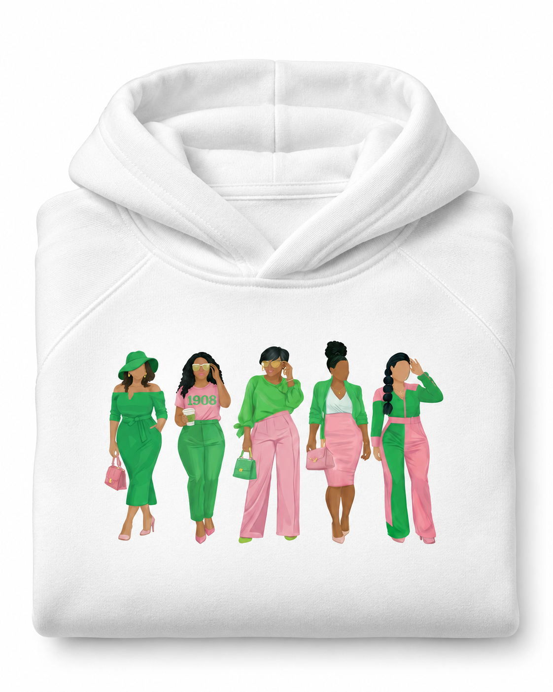Pink and Green Collective Hoodie in white