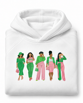 Pink and Green Collective Hoodie in white