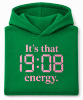 19:08 Energy Hoodie in kelly green, folded front view