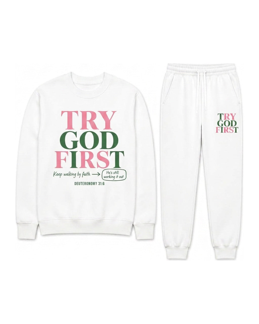 Deuteronomy 31:6 Crewneck and Jogger Set