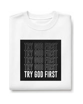 Try God First Stacked Crewneck