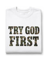 Try God First Camo Crewneck