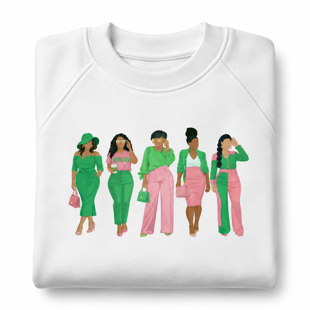 Pink and Green Collective white crewneck