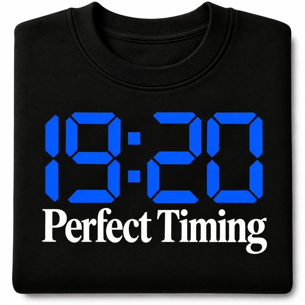19:20 Perfect Timing crewneck, black, folded