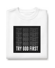 Try God First Stacked Crewneck