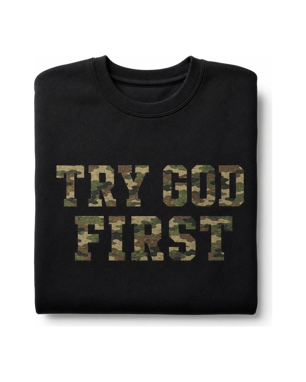 Try God First Camo Crewneck