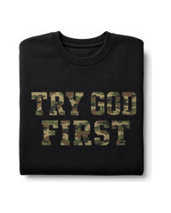 Try God First Camo Crewneck